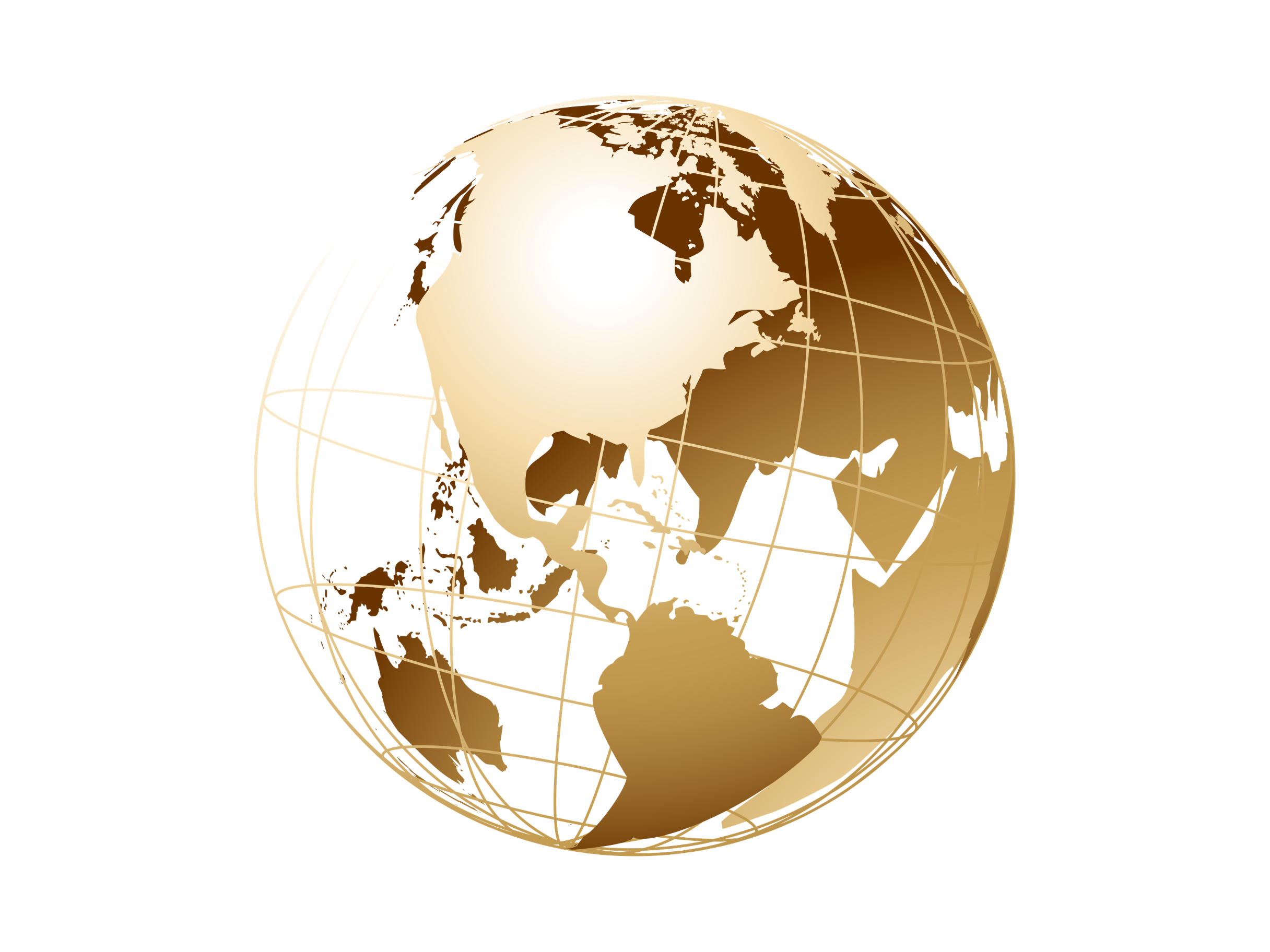 A gold wireframe globe centred on Africa